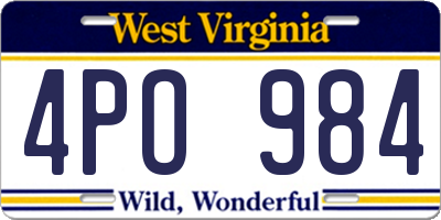 WV license plate 4PO984