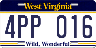 WV license plate 4PP016