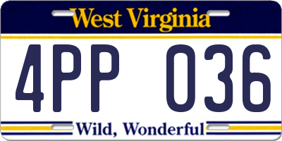 WV license plate 4PP036