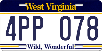 WV license plate 4PP078