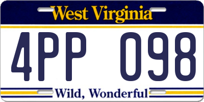WV license plate 4PP098