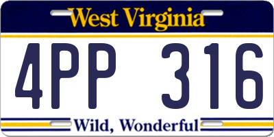 WV license plate 4PP316