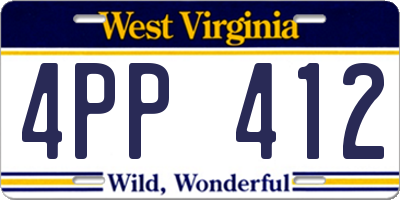 WV license plate 4PP412