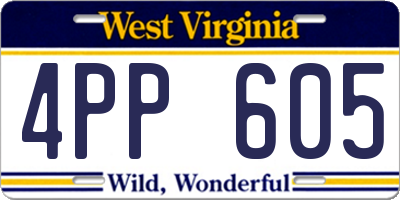 WV license plate 4PP605