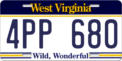 WV license plate 4PP680