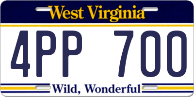 WV license plate 4PP700