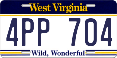 WV license plate 4PP704