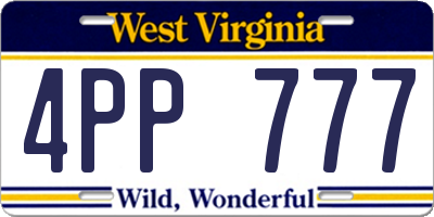 WV license plate 4PP777