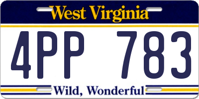 WV license plate 4PP783