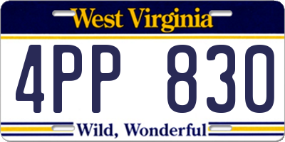 WV license plate 4PP830