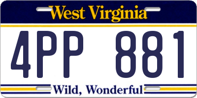 WV license plate 4PP881