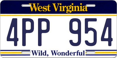 WV license plate 4PP954