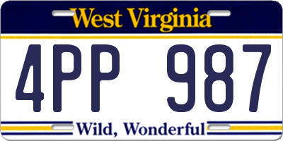 WV license plate 4PP987