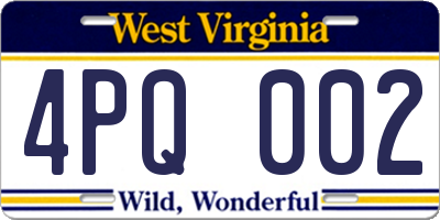 WV license plate 4PQ002