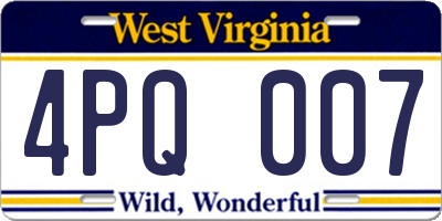 WV license plate 4PQ007