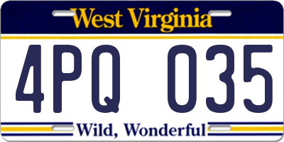 WV license plate 4PQ035