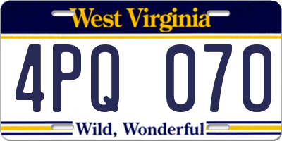 WV license plate 4PQ070