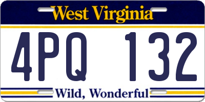 WV license plate 4PQ132