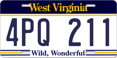 WV license plate 4PQ211