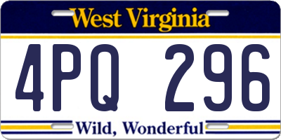 WV license plate 4PQ296