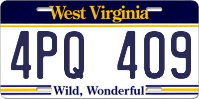 WV license plate 4PQ409