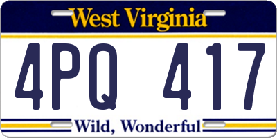 WV license plate 4PQ417