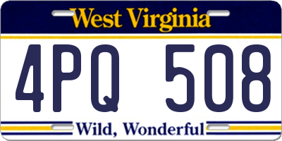 WV license plate 4PQ508