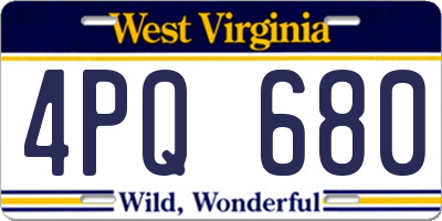 WV license plate 4PQ680