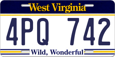 WV license plate 4PQ742