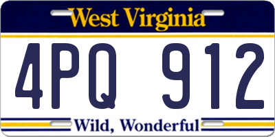 WV license plate 4PQ912