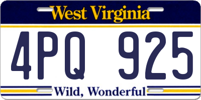 WV license plate 4PQ925