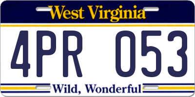 WV license plate 4PR053