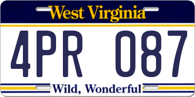 WV license plate 4PR087