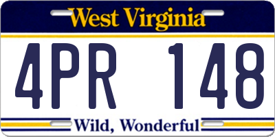 WV license plate 4PR148