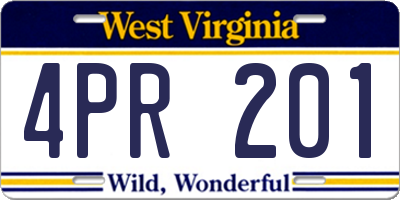 WV license plate 4PR201