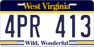 WV license plate 4PR413