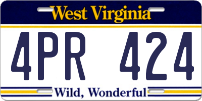 WV license plate 4PR424