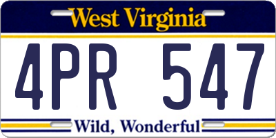 WV license plate 4PR547