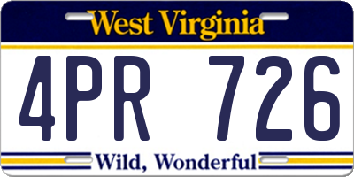 WV license plate 4PR726