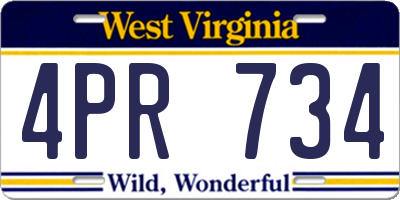 WV license plate 4PR734