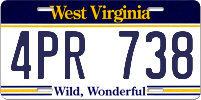 WV license plate 4PR738