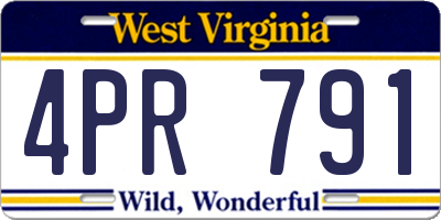 WV license plate 4PR791