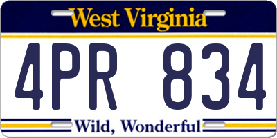 WV license plate 4PR834