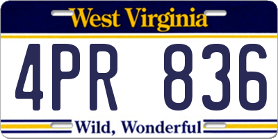 WV license plate 4PR836