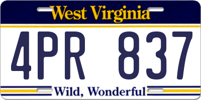 WV license plate 4PR837