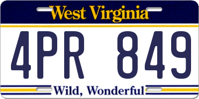 WV license plate 4PR849