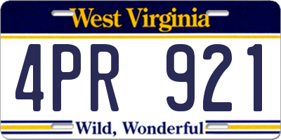 WV license plate 4PR921