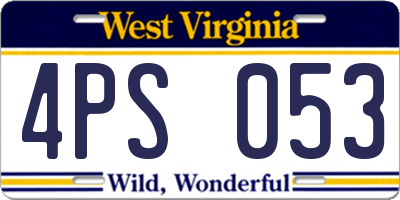 WV license plate 4PS053