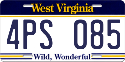 WV license plate 4PS085