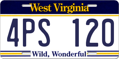 WV license plate 4PS120
